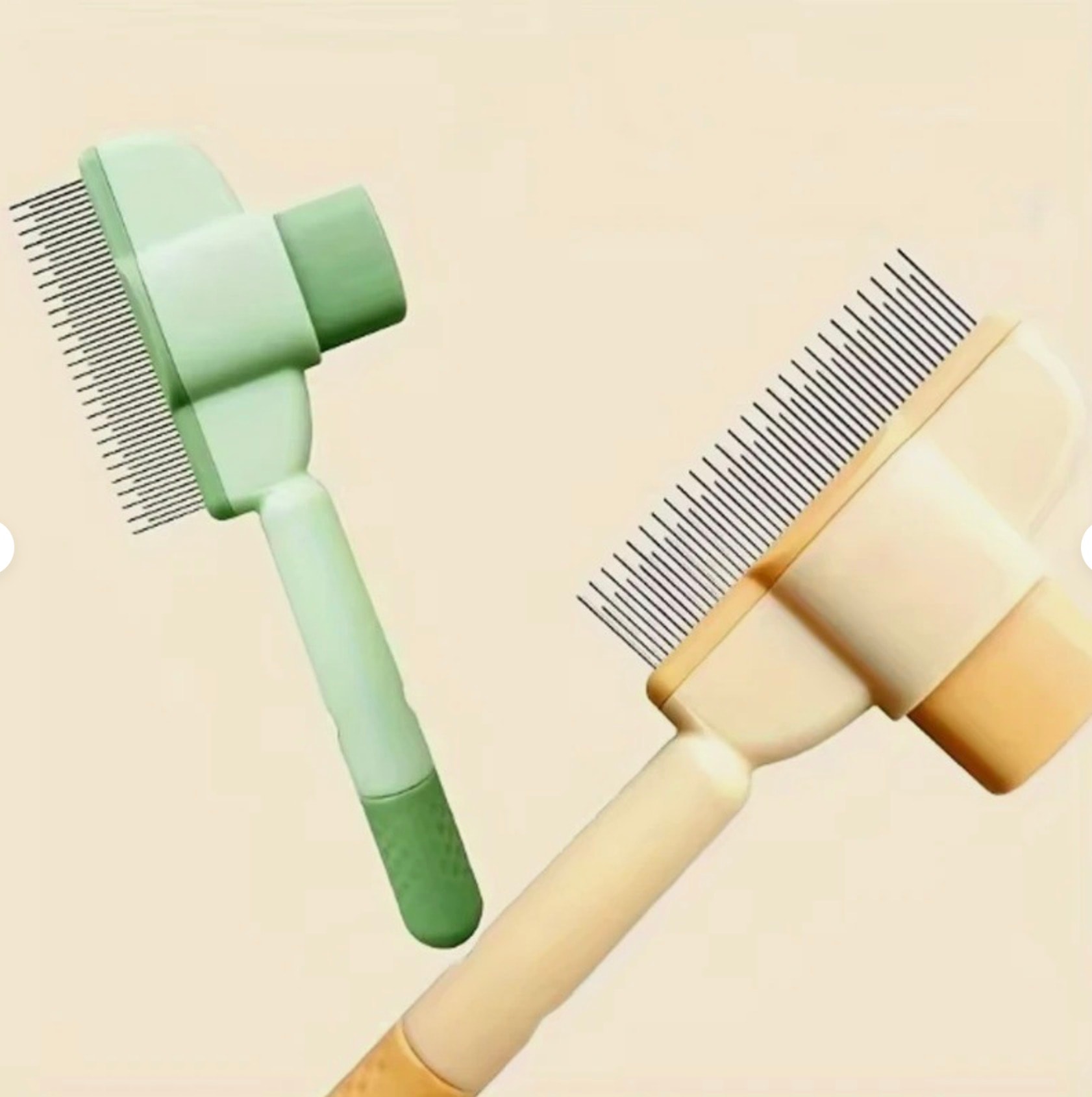 Self-cleaning brush button mechanism product side view
